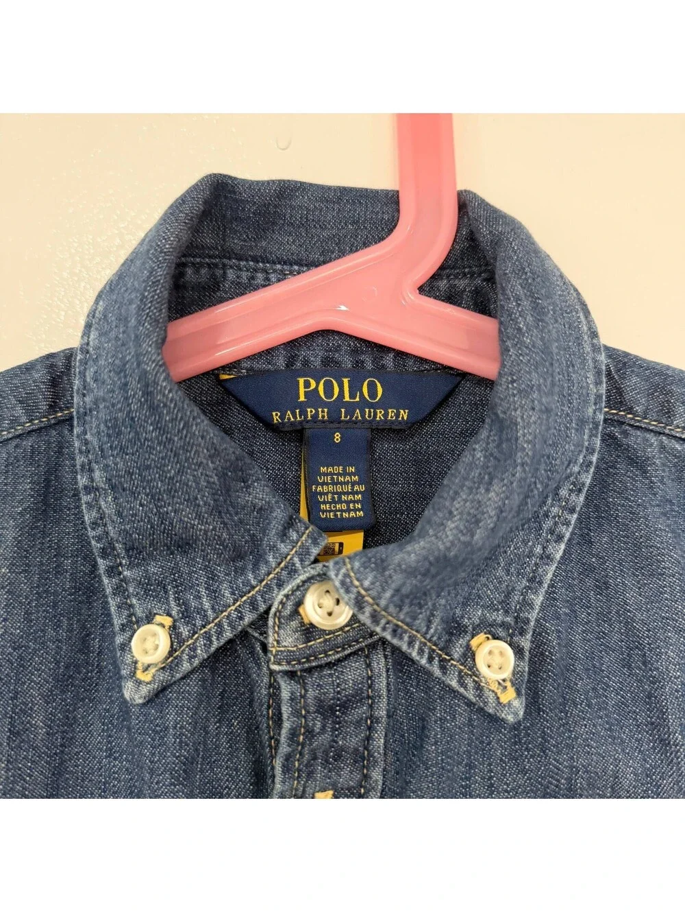 Polo Ralph Lauren Girls Size 8 Denim Shirt Dress Belted Fit & Flare Pony